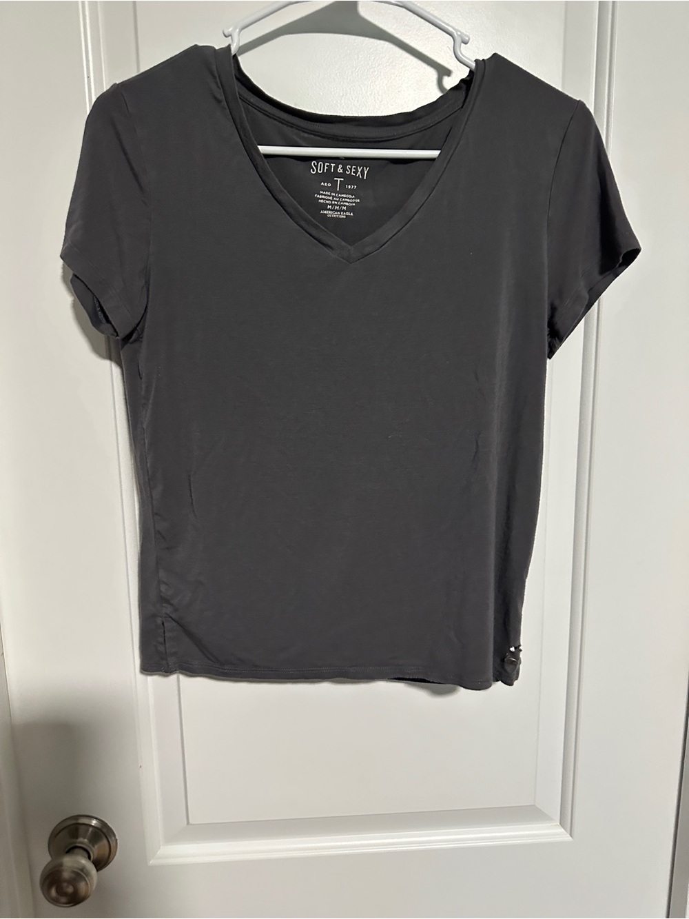 American Eagle Outfitters Soft & Sexy V-Neck Tee - Charcoal